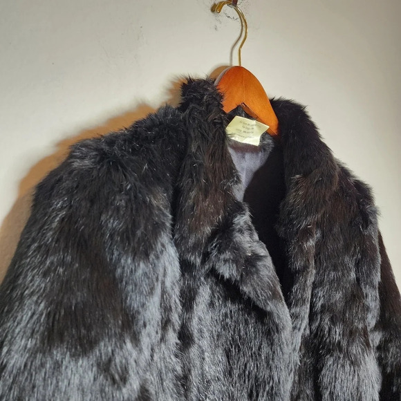 Somerset Furs Rabbit Fur Black Coat Size Medium - Picture 3 of 17